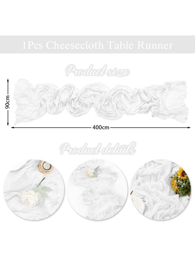 LODROC Table Runner, 90 x 400 cm, Gauze Table Runner, Long Boho Rustic Cheese Cloth Table Runners for Table Decoration, Communion, Birthday Party, Wedding Table Decorations - Image 3